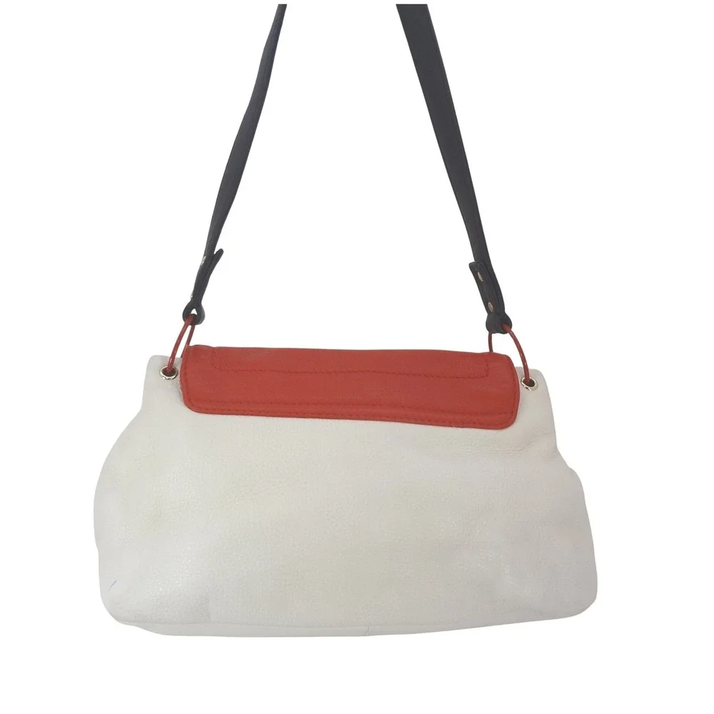 Kate Spade Shoulder Bag Cream Red Leather Good Colorblock Flap Bag
